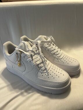 Nike Men's All-White Embossed Leather Sneakers